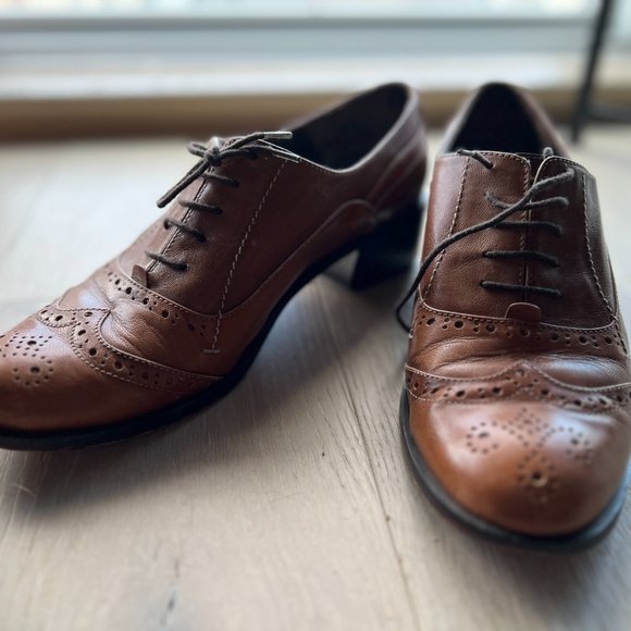 Artisan Golden leather oxfords handmade in Peru (size 39 EU, 8.5 US) - Picture 4 of 8